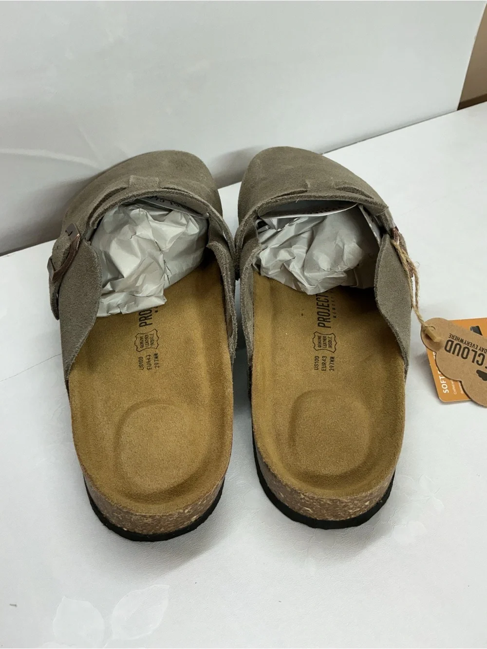 Project Cloud Men's Suede Slide Sandals in Taupe